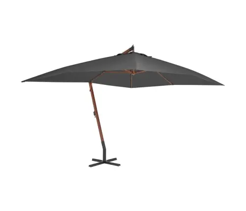 Dārza Saulessargs Ar Koka Kātu, 400X300 Cm, Antracītpelēks Vidaxl