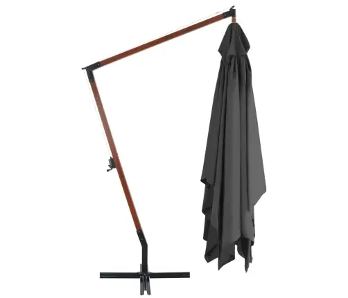 Dārza Saulessargs Ar Koka Kātu, 400X300 Cm, Antracītpelēks Vidaxl