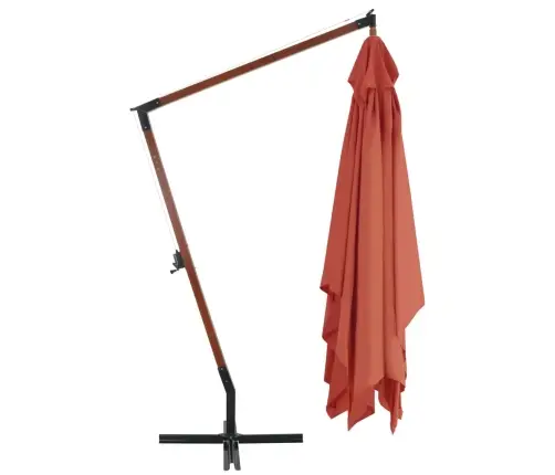 Dārza Saulessargs Ar Koka Kātu, 400X300 Cm, Sarkanbrūns Vidaxl