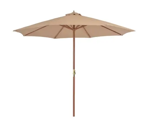 Dārza Saulessargs Ar Koka Kātu, 300 Cm, Pelēkbrūns Vidaxl