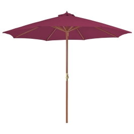 Lauko Skėtis Nuo Saulės Su Mediniu Stulpu, Raudonas, 300Cm