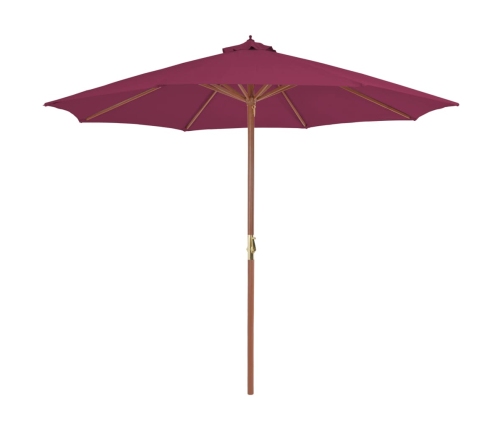 Lauko Skėtis Nuo Saulės Su Mediniu Stulpu, Raudonas, 300Cm