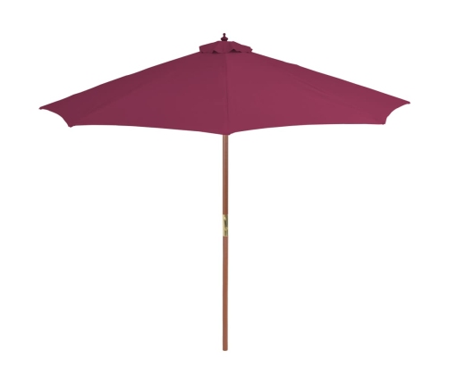 Lauko Skėtis Nuo Saulės Su Mediniu Stulpu, Raudonas, 300Cm