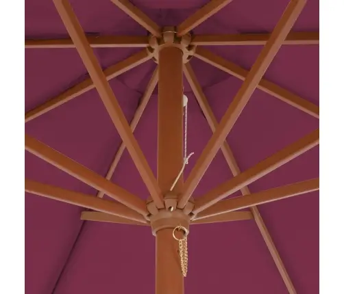 Dārza Saulessargs Ar Koka Kātu, 300 Cm, Bordo Sarkans Vidaxl