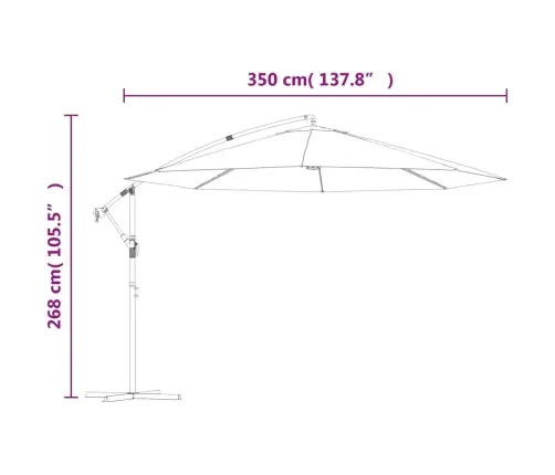 Gembinis Sodo Skėtis Su Aliuminiu Stulpu, Raudonas, 350Cm