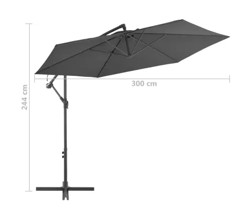 Saulessargs Ar Alumīnija Kātu, 300 Cm, Antracītpelēks Vidaxl