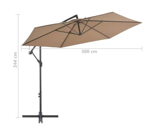 Konsooldisainiga Päikesevari, Alumiiniumpost, 300 cm Pruunikas