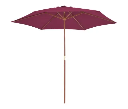 Lauko Skėtis Nuo Saulės Su Mediniu Stulpu, Raudonas, 270Cm Lauko Skėtis Nuo Saulės Su Mediniu Stulpu, Raudonas, 270Cm