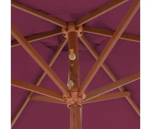 Lauko Skėtis Nuo Saulės Su Mediniu Stulpu, Raudonas, 270Cm Lauko Skėtis Nuo Saulės Su Mediniu Stulpu, Raudonas, 270Cm