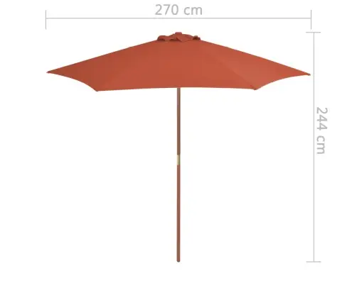 Päikesevari Puidust Postiga 270 cm Terrakota