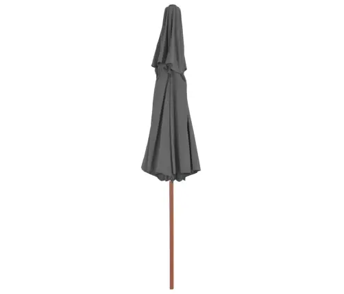 Saulessargs Ar Dubultu Jumtu, Antracītpelēks, 270 Cm, Koka Kāts Vidaxl