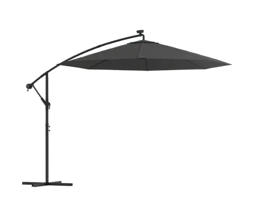 Konsooldisainiga Päikesevari Led, Teraspost 300 Cm Antratsiit