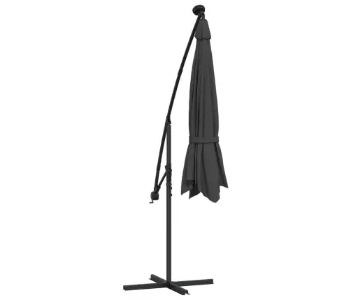 Konsooldisainiga Päikesevari Led, Teraspost 300 Cm Antratsiit