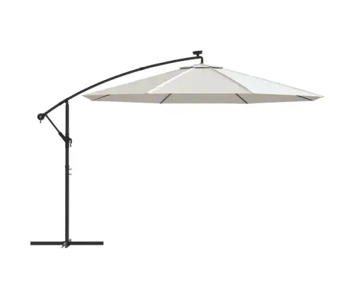 Saulessargs Ar Led Gaismām Un Metāla Kātu, 350 Cm, Smilšu Krāsa Vidaxl