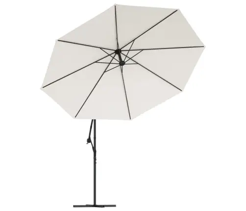 Saulessargs Ar Led Gaismām Un Metāla Kātu, 350 Cm, Smilšu Krāsa Vidaxl