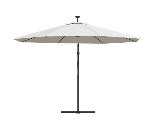 Saulessargs Ar Led Gaismām Un Metāla Kātu, 350 Cm, Smilšu Krāsa Vidaxl