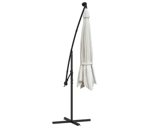 Saulessargs Ar Led Gaismām Un Metāla Kātu, 350 Cm, Smilšu Krāsa Vidaxl