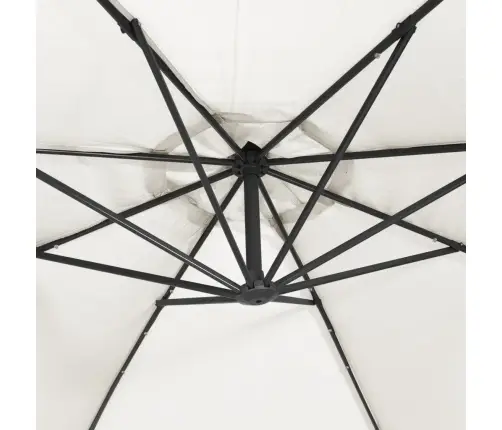 Saulessargs Ar Led Gaismām Un Metāla Kātu, 350 Cm, Smilšu Krāsa Vidaxl