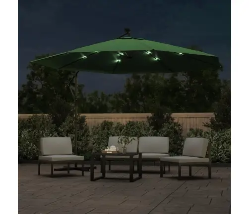 Saulessargs Ar Led Gaismām Un Metāla Kātu, 350 Cm, Zaļš Vidaxl