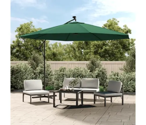 Saulessargs Ar Led Gaismām Un Metāla Kātu, 350 Cm, Zaļš Vidaxl