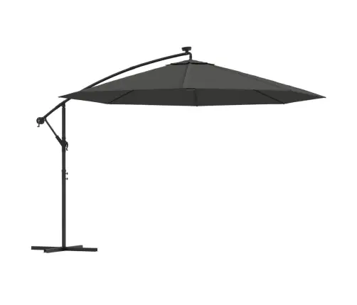 Gembinis Skėtis Su Led Ir Metaliniu Stulpu, Antracito, 350Cm