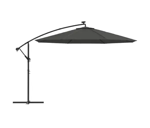 Gembinis Skėtis Su Led Ir Metaliniu Stulpu, Antracito, 350Cm