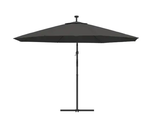 Gembinis Skėtis Su Led Ir Metaliniu Stulpu, Antracito, 350Cm