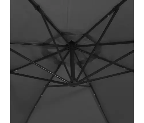 Gembinis Skėtis Su Led Ir Metaliniu Stulpu, Antracito, 350Cm
