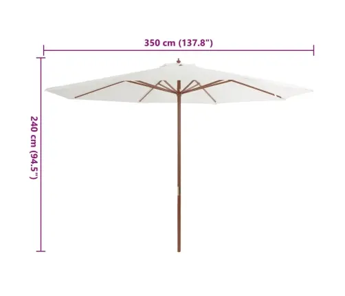 Dārza Saulessargs Ar Koka Kātu, 350 Cm, Smilšu Balts Vidaxl Dārza Saulessargs Ar Koka Kātu, 350 Cm, Smilšu Balts Vidaxl