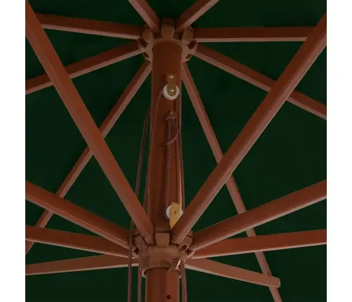 Dārza Saulessargs Ar Koka Kātu, 350 Cm, Zaļš Vidaxl