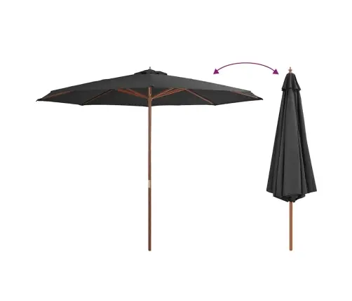 Päikesevari Puust Postiga 350 cm Antratsiithall