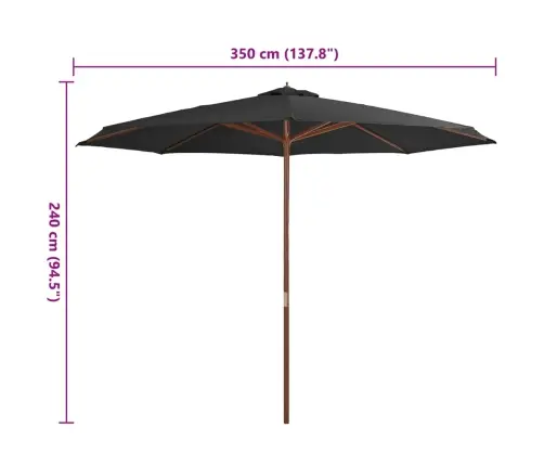 Päikesevari Puust Postiga 350 cm Antratsiithall