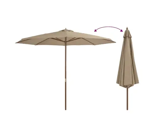 Dārza Saulessargs Ar Koka Kātu, 350 Cm, Pelēkbrūns Vidaxl Dārza Saulessargs Ar Koka Kātu, 350 Cm, Pelēkbrūns Vidaxl