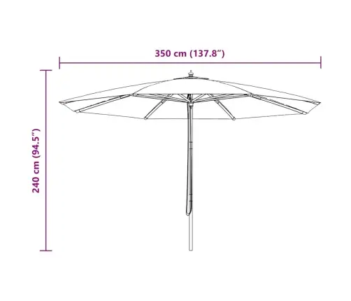 Dārza Saulessargs Ar Koka Kātu, 350 Cm, Pelēkbrūns Vidaxl Dārza Saulessargs Ar Koka Kātu, 350 Cm, Pelēkbrūns Vidaxl