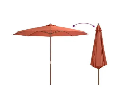 Päikesevari Puidust Postiga, 350 cm Terrakota