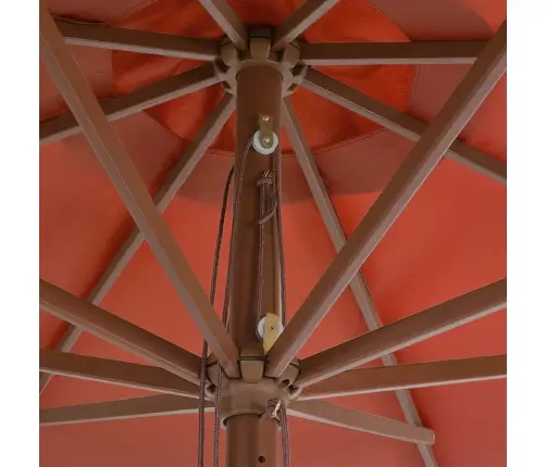 Päikesevari Puidust Postiga, 350 cm Terrakota