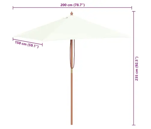 Dārza Saulessargs Ar Koka Kātu, Smilškrāsas, 150X200 Cm Vidaxl