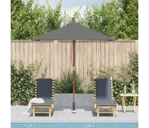 Lauko Skėtis Nuo Saulės Su Mediniu Stulpu, Antracito, 150X200Cm