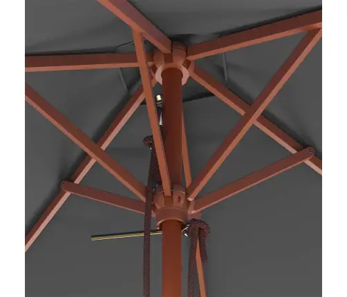 Lauko Skėtis Nuo Saulės Su Mediniu Stulpu, Antracito, 150X200Cm