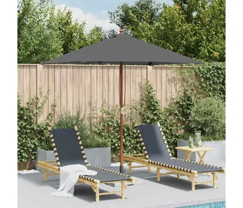 Lauko Skėtis Nuo Saulės Su Mediniu Stulpu, Antracito, 150X200Cm