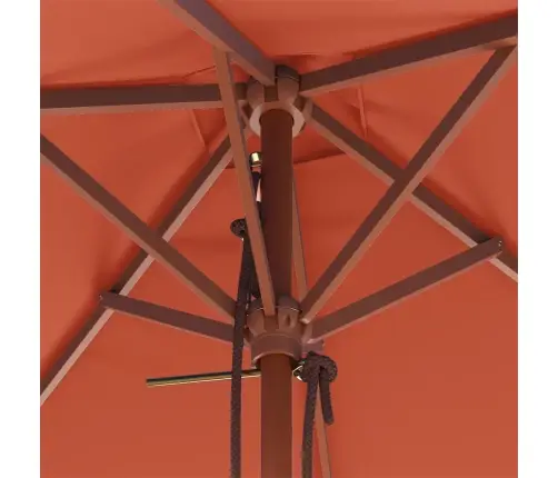 Dārza Saulessargs Ar Koka Kātu, Sarkanbrūns, 150X200 Cm Vidaxl