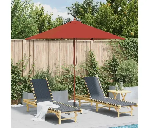 Dārza Saulessargs Ar Koka Kātu, Sarkanbrūns, 150X200 Cm Vidaxl