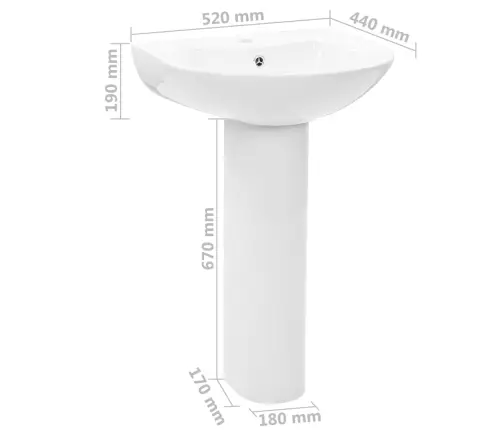 Laisvai Past. Praustuvas Su Koja, Baltas, 520X440X190Mm, Ker.