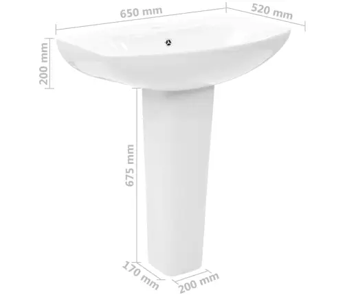 Iseseisev Valamu Jalaga, Keraamiline, Valge 650 X 520 X 200 Mm