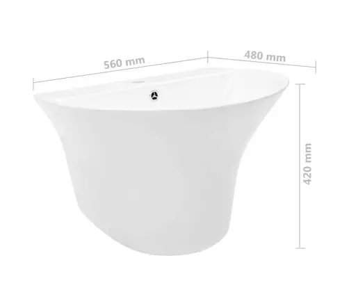 Izlietne Balts 56 X 48 X 42 Cm Izmirdzoša Keramika Vidaxl