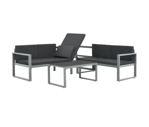 Trīsdaļīgs Dārza Dīvānu Komplekts, Spilveni, Melns, Alumīnijs Vidaxl