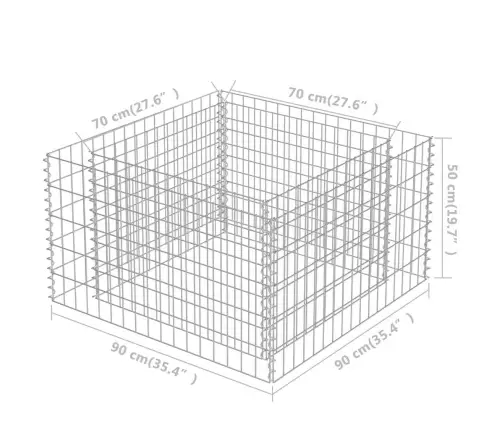 Gabiono Vazonas, Galvanizuotas Plienas, 90X90X50cm Aukštas