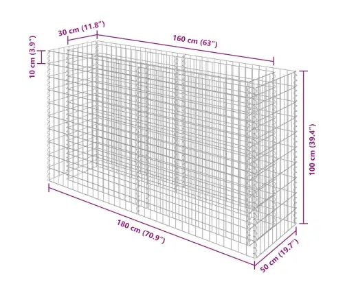 Gabioon-Taimelava, Tsingitud Teras, 180 X 50 X 100 Cm