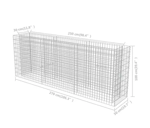 Gabioon-Taimelava, Tsingitud Teras, 270 X 50 X 100 Cm