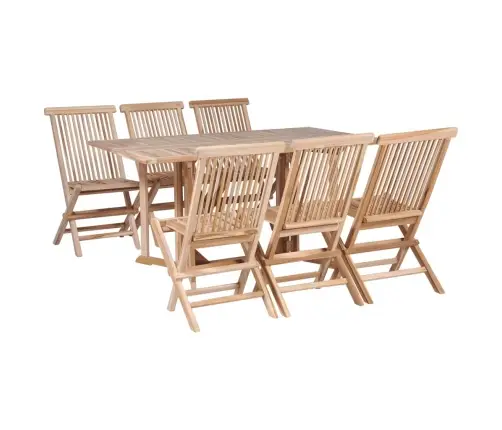 7-Daļīgs Dārza Mēbeļu Komplekts, Saliekams, Masīvs Tīkkoks Vidaxl